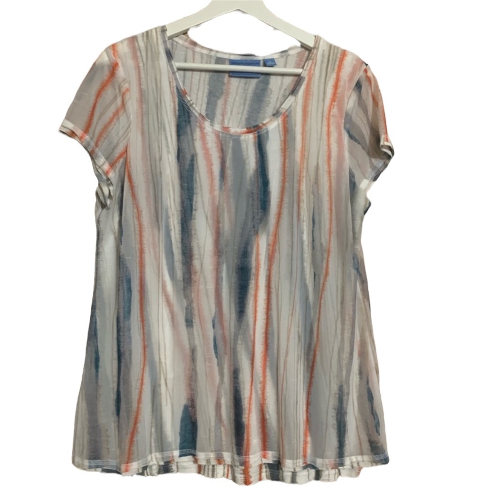 Simply Vera Wang L watercolor sheer lined flowy blouse top comfortable printed